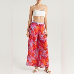 Nordstrom Anthropologie Hutch Floral Cover-Up Pants Watercolor Gardenia size M
